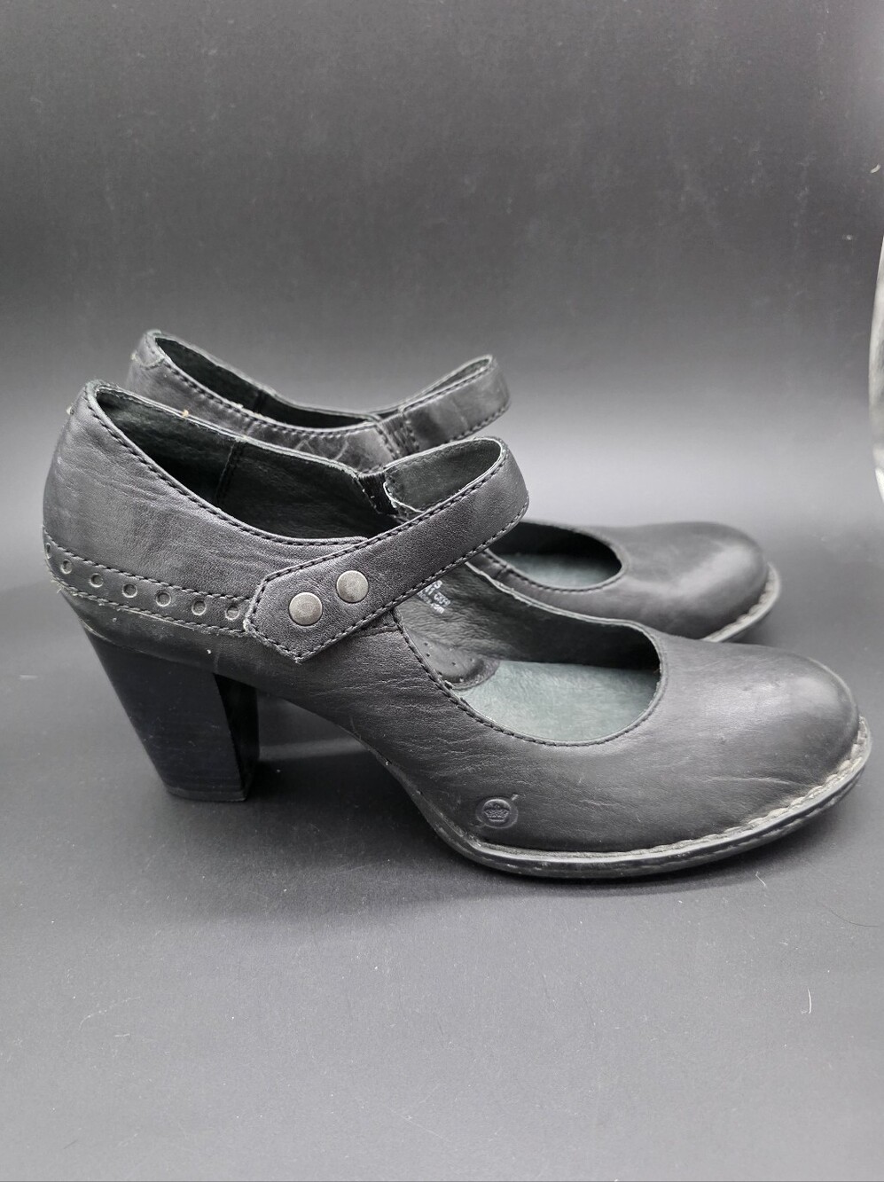 BORN LEATHER Black Mary Jane Block Heel Pumps - SZ 11